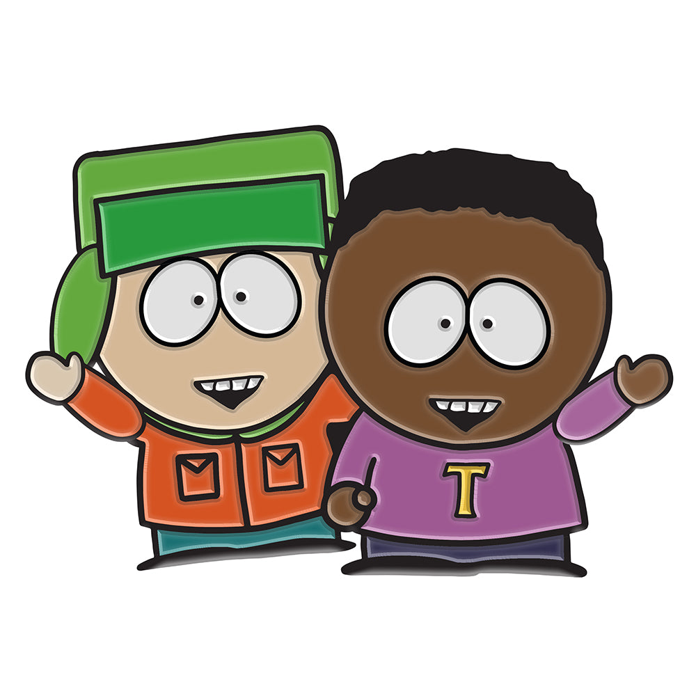 South Park NYCC 2023 limited edition 1.5-inch enamel pins and lanyard set featuring colorful character designs.