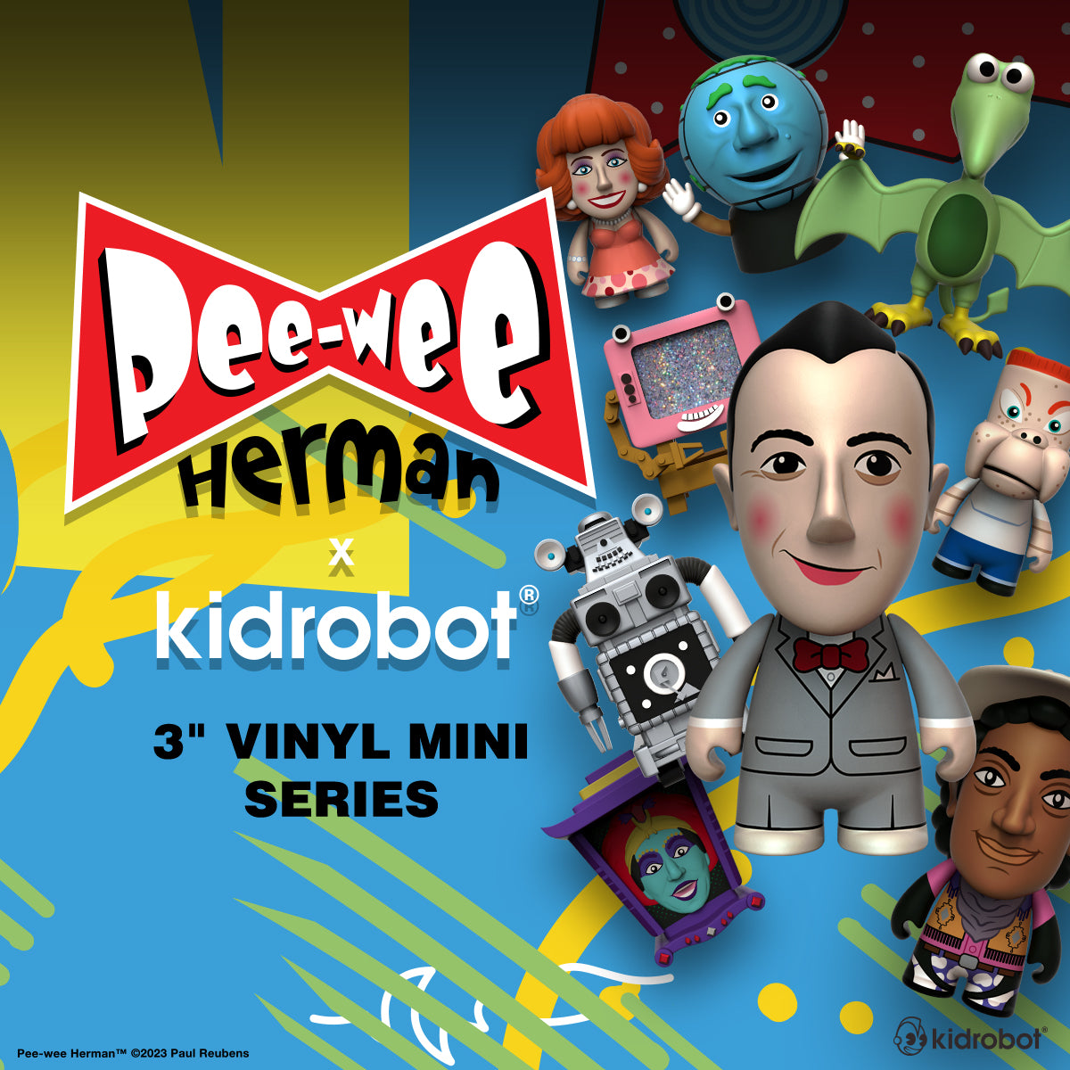 Pee-wee's Playhouse 3-inch vinyl mini figure from Kidrobot's collectible series featuring colorful character design.