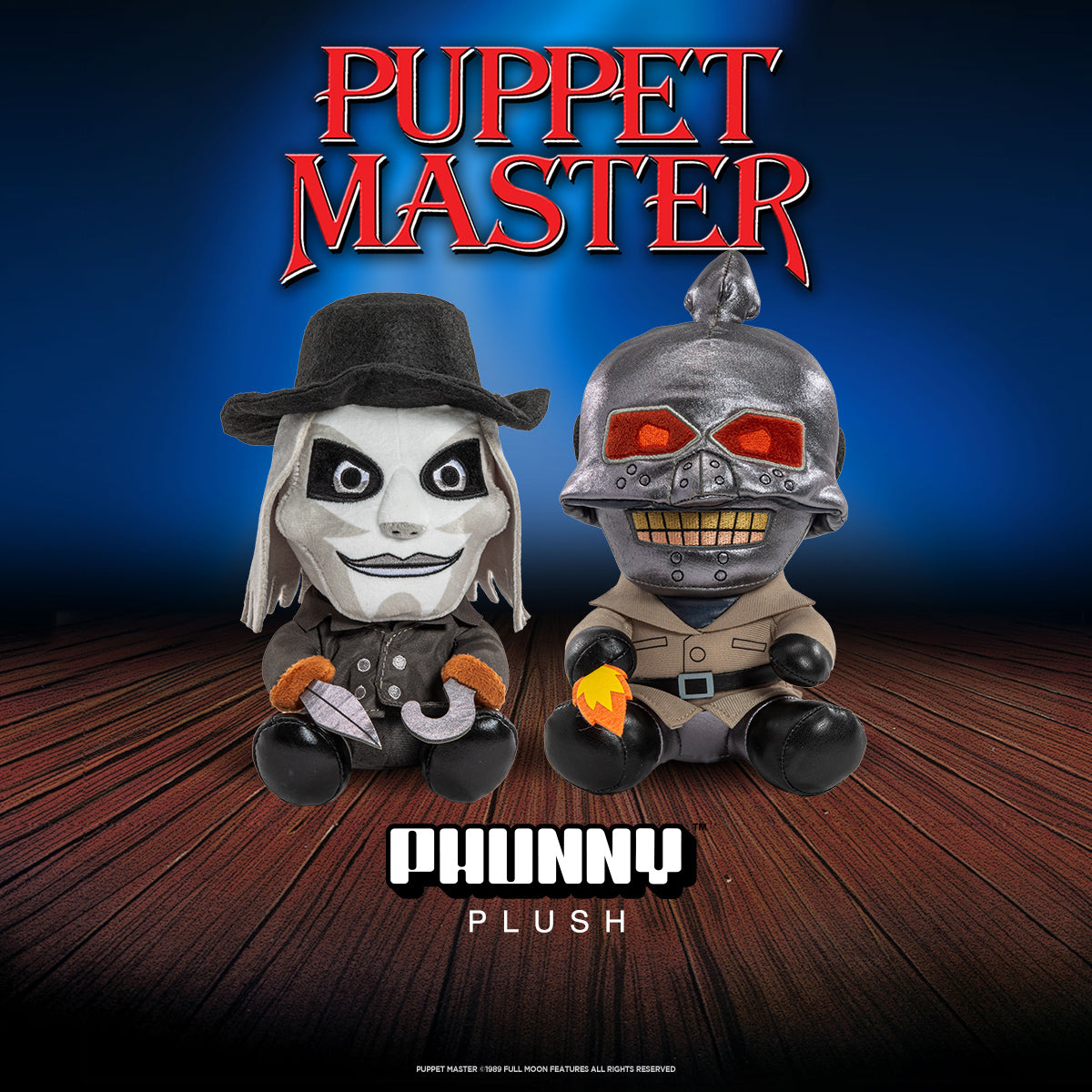 Puppet Master Blade and Torch Phunny plush bundle featuring soft, detailed plush toys of Blade and Torch characters from Puppet Master.