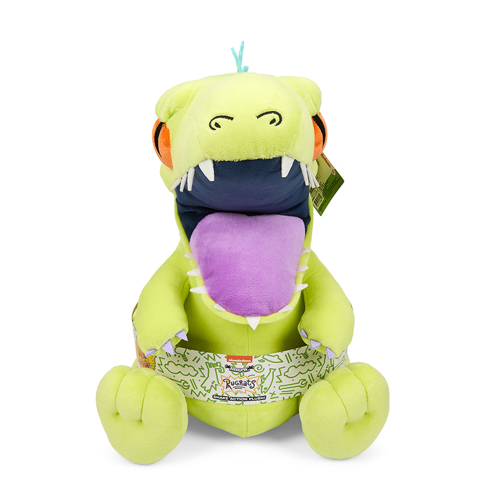 Rugrats Reptar 16-inch plush toy with shake-action feature, soft and cuddly Reptar plush from the Rugrats series.