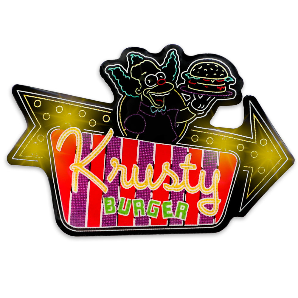 The Simpsons SDCC 2024 neon signs light-up pins and lanyard set, limited edition enamel pins with colorful designs and matching lanyard.