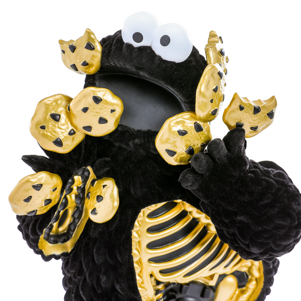 Sesame Street Kaiju Anatomy Cookie Monster 8-inch vinyl art figure in midnight edition, flocked vinyl, limited to 300 units.