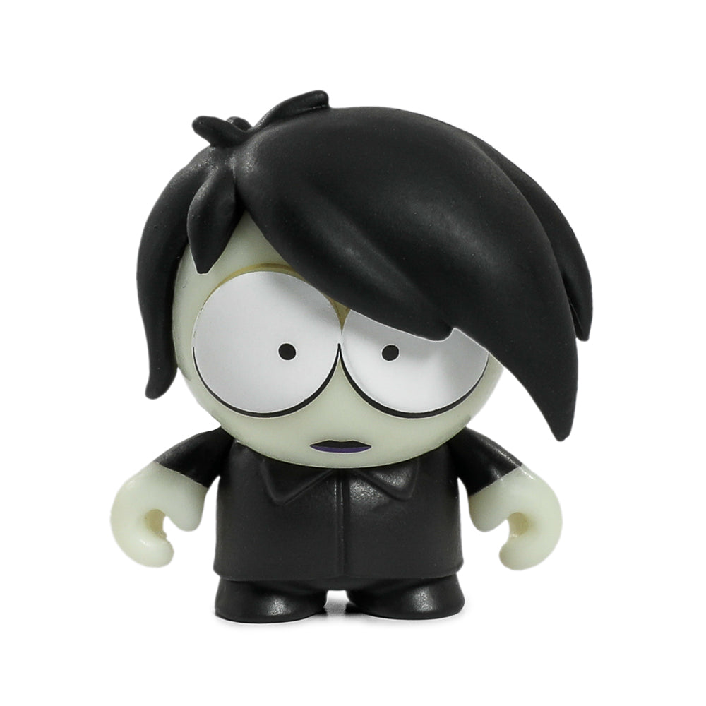 Set of five South Park Goth Kids vinyl mini figures featuring dark clothing and edgy expressions, collectible South Park figures.
