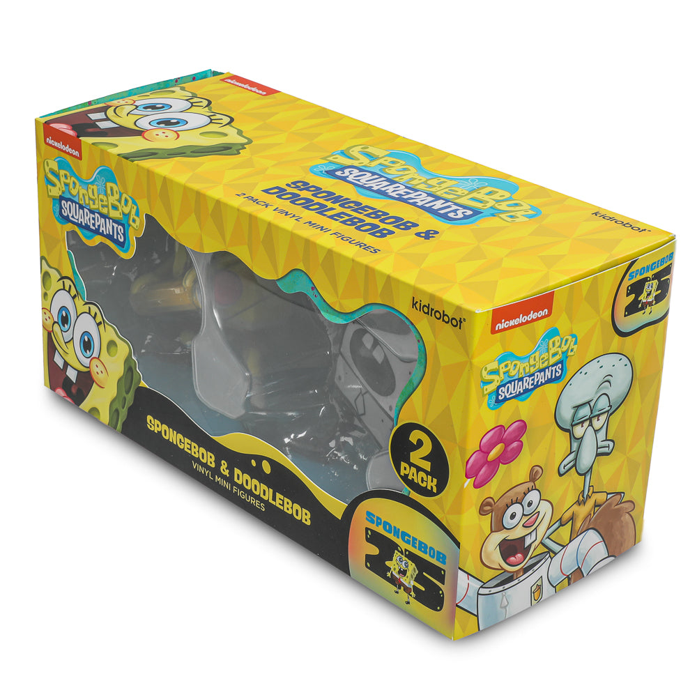 Mini figure 2-pack featuring SpongeBob and DoodleBob from SpongeBob SquarePants, vinyl collectible figures with colorful character details.
