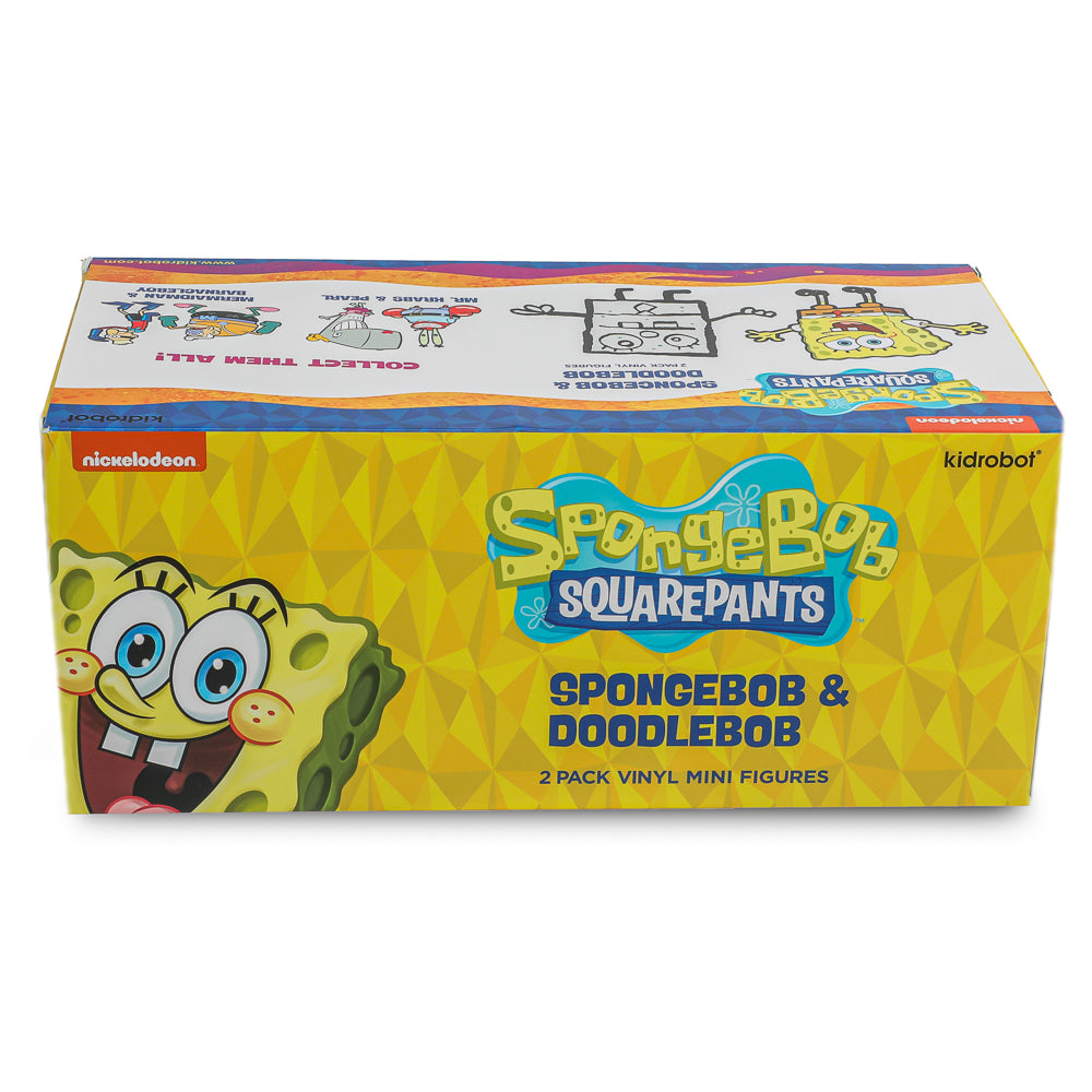 SpongeBob and DoodleBob vinyl mini figures from SpongeBob SquarePants 2-pack, colorful collectible toy set.