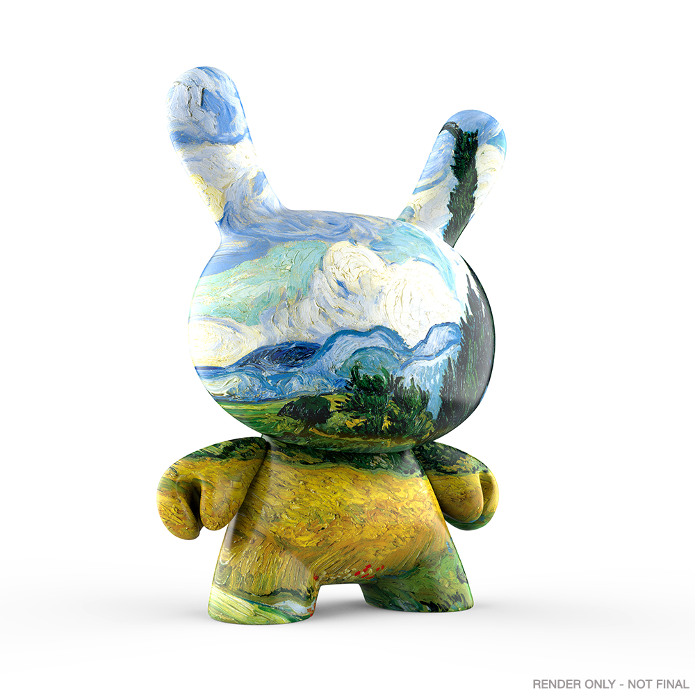 The Met 3" vinyl Dunny art figure featuring Vincent van Gogh's Wheat Field with Cypresses painting, pre-order now.