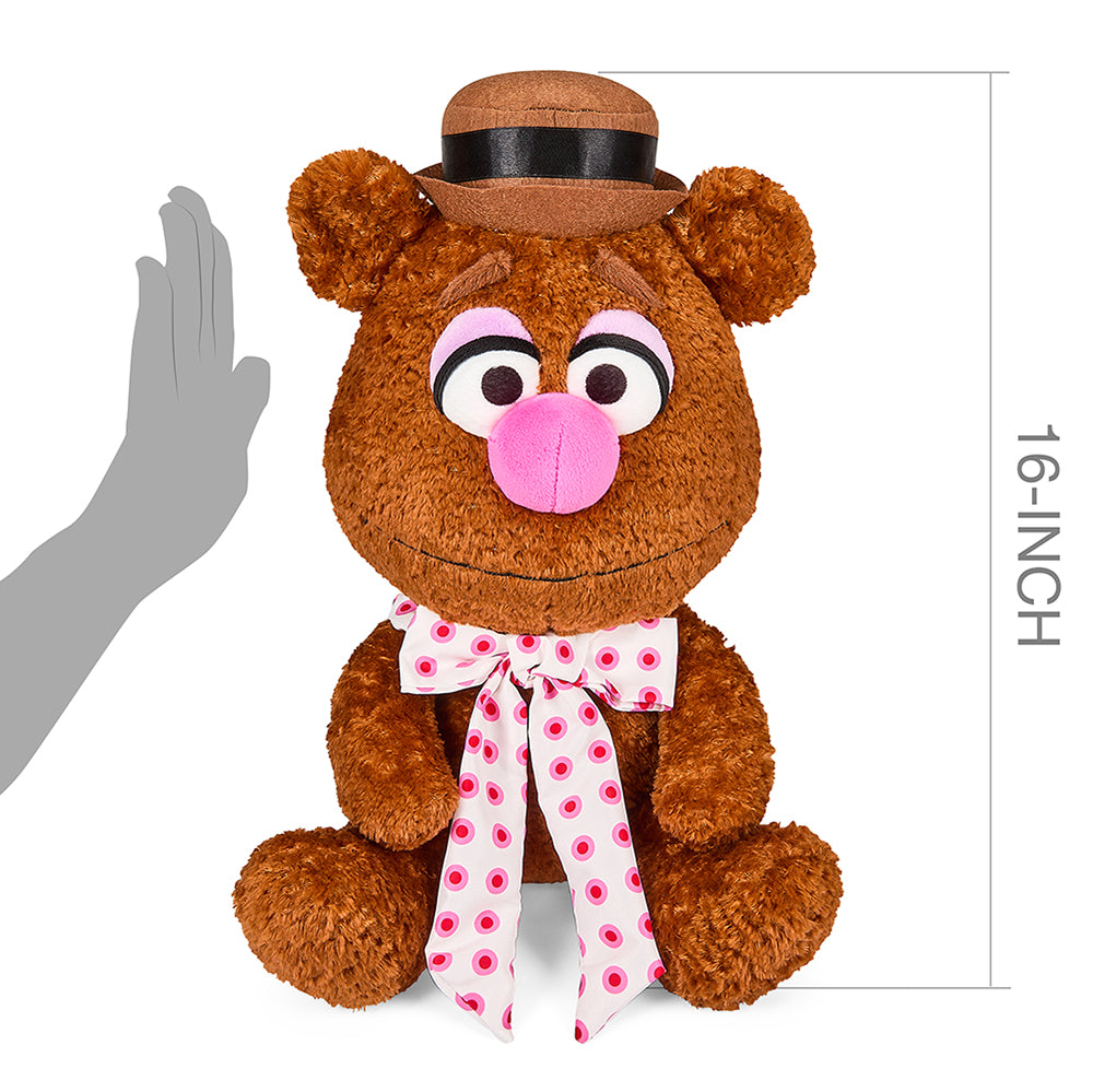 Disney The Muppets Fozzie Bear 16-inch plush toy with soft fabric and detailed features, perfect for fans and collectors.