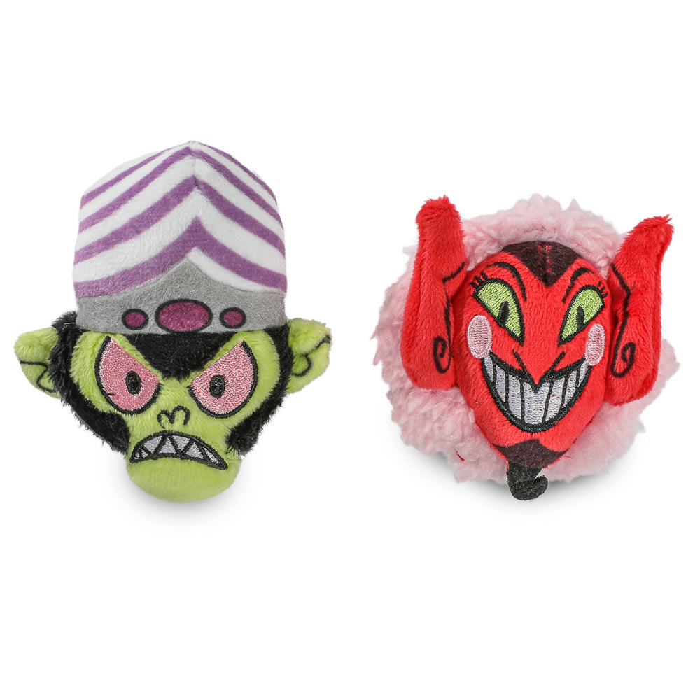 Set of five Powerpuff Girls plush pins featuring Blossom, Bubbles, Buttercup, and characters from the Powerpuff Girls series.