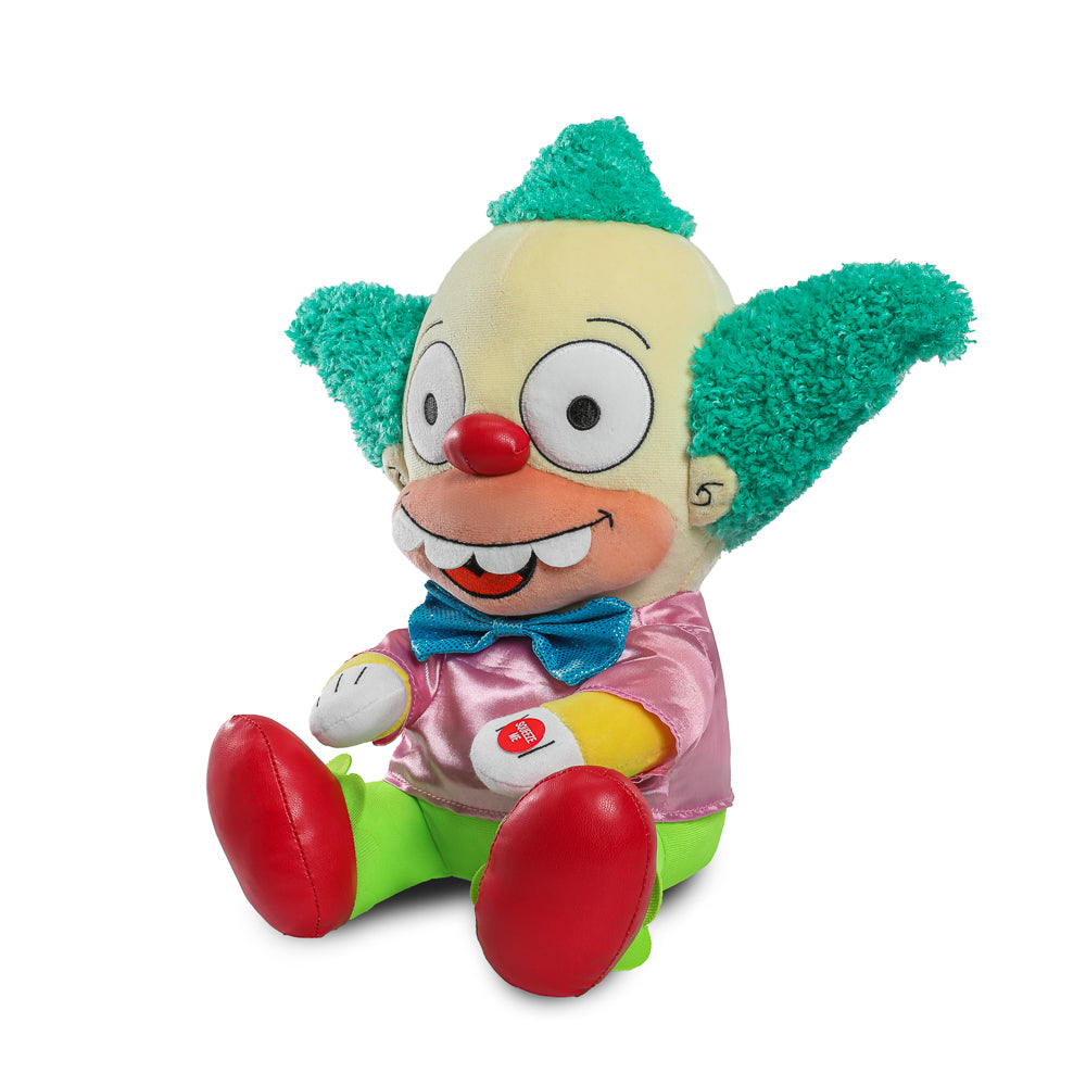 Krusty the Clown 13-inch plush toy from The Simpsons, featuring sound, soft fabric, and detailed clown costume.