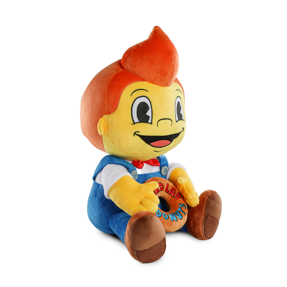 The Simpsons Lard Lad plush toy featuring the iconic donut-eating mascot from the animated TV series.