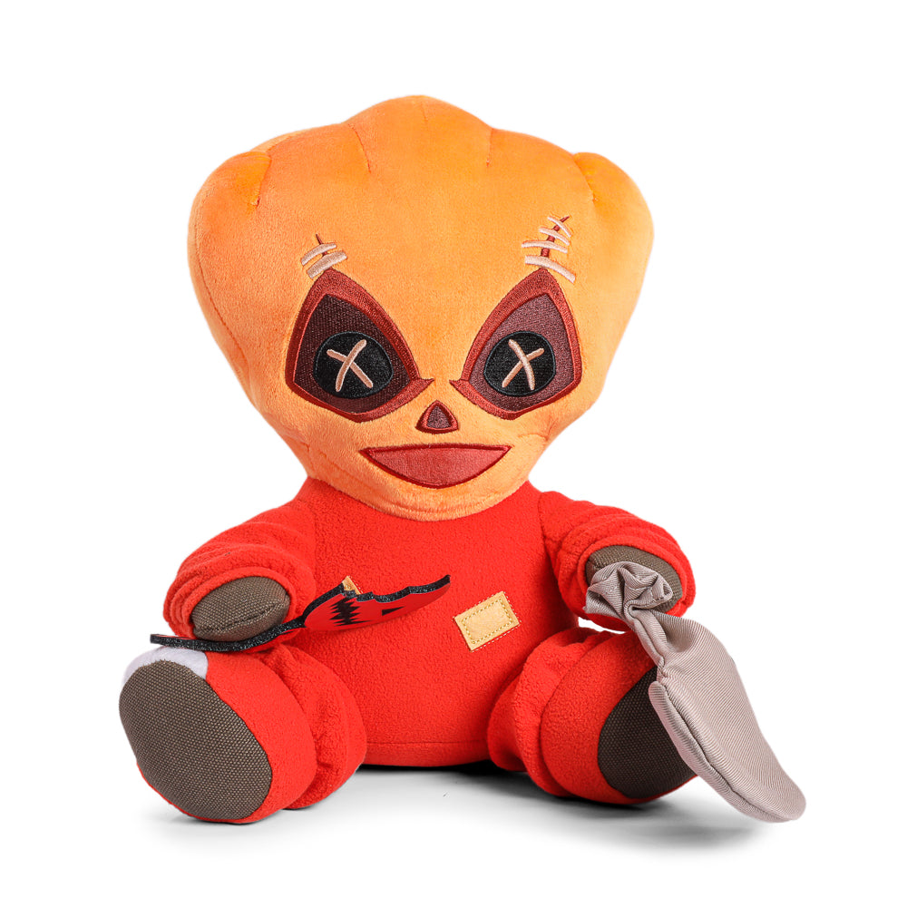 Trick 'r Treat Sam 13-inch interactive plush toy with detailed features and soft fabric, perfect for fans of the horror movie.
