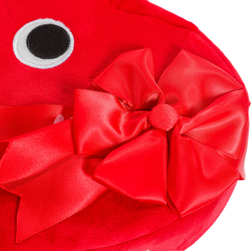 Yummy World Amore plush toy resembling a heart-shaped box of chocolates, soft and interactive plush from Yummy World.