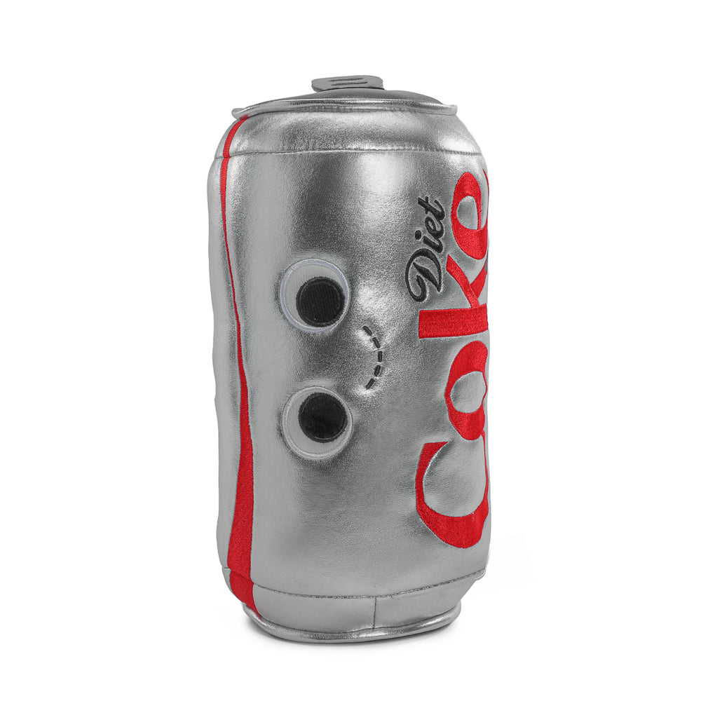 Coca-Cola Yummy World 10-inch plush toy resembling a Diet Coke can with sound feature, soft and colorful for display or play.
