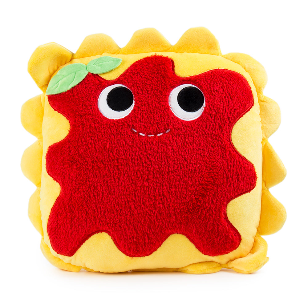 Large Yummy World Al Dente Ravioli plush pillow by Kidrobot, soft and colorful, featuring detailed ravioli design.
