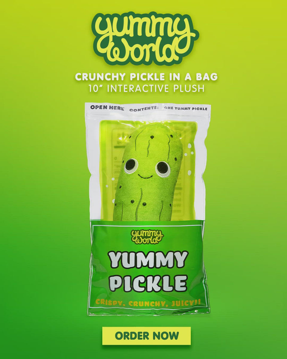 Yummy World Crunchy Pickle in a Bag 10" Interactive Plush Kidrobot