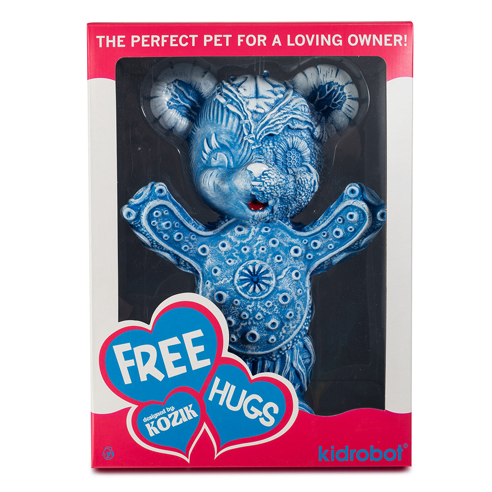 Free Hugs Bear Art Figure by Frank Kozik - Blue Edition - Kidrobot - Shop Designer Art Toys at Kidrobot.com