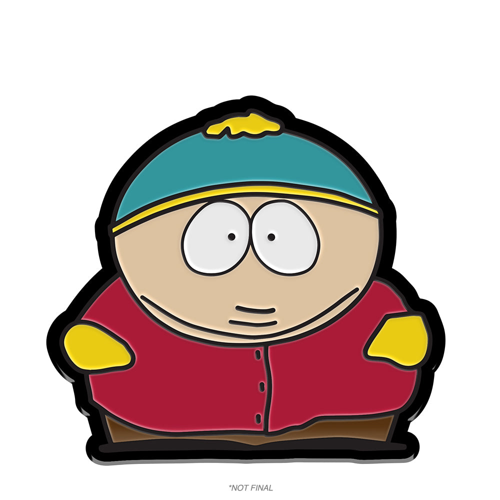South Park deluxe enamel pin featuring Cartman, with colorful design and detailed cartoon character artwork.