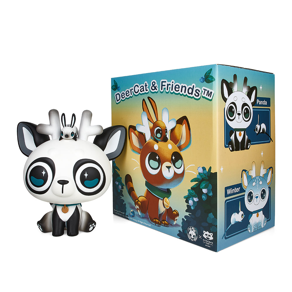 DeerCat & Friends™ Sitting DeerCat 7” Vinyl Art Figure by Amber Aki Huang – Exclusive Panda Edition (Limited Edition of 100) - Kidrobot - Shop Designer Art Toys at Kidrobot.com