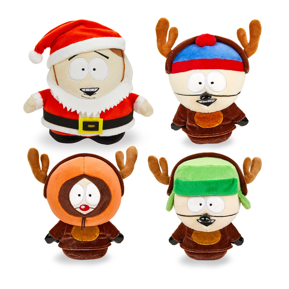 South Park Christmas 8" Phunny Plush Set of Four - Santa Cartman and Reindeer Kyle, Stan, and Kenny (PRE-ORDER) - Kidrobot