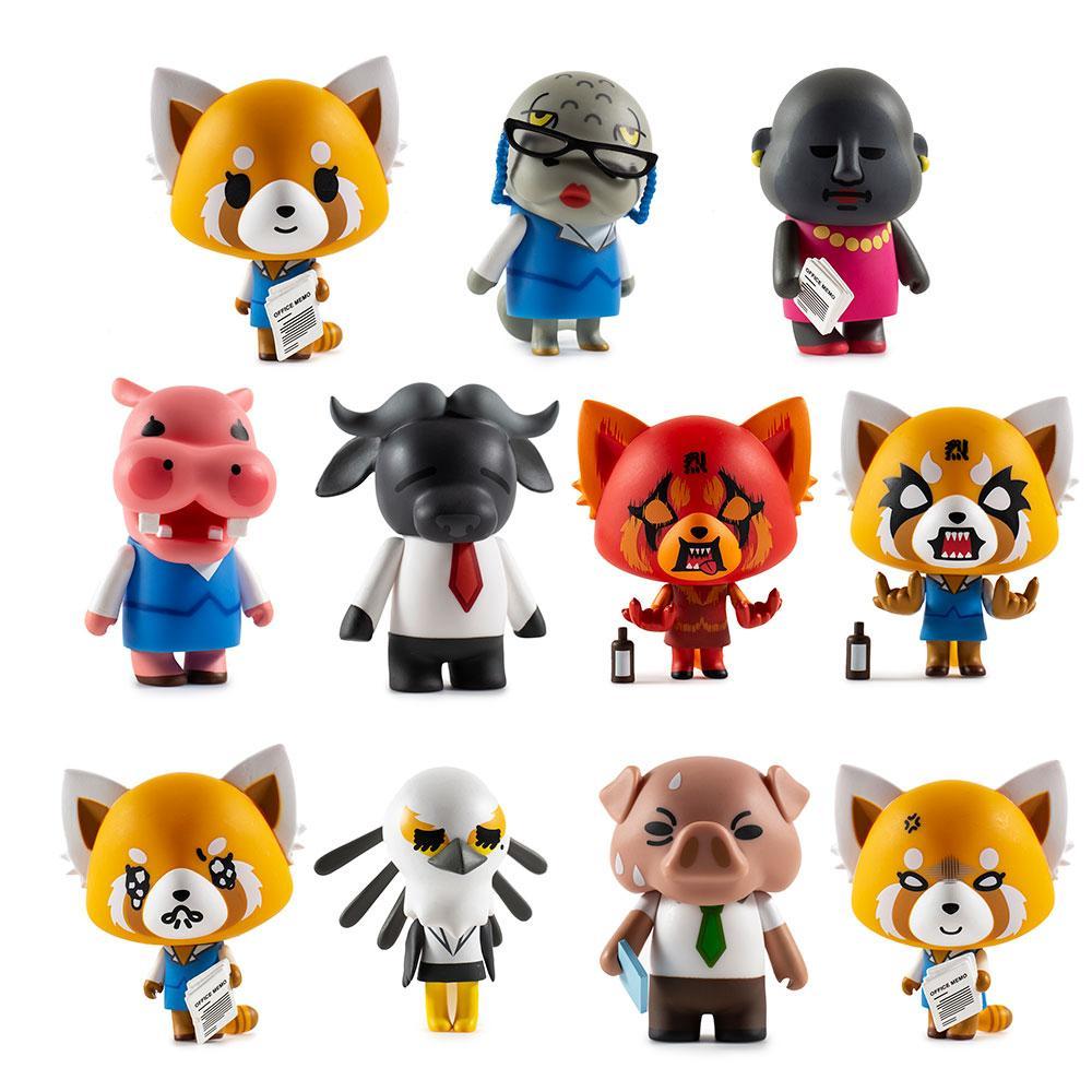 Vinyl Aggretsuko Blind Box Mini Series by Kidrobot x Sanrio featuring collectible Sanrio character figures in colorful packaging.