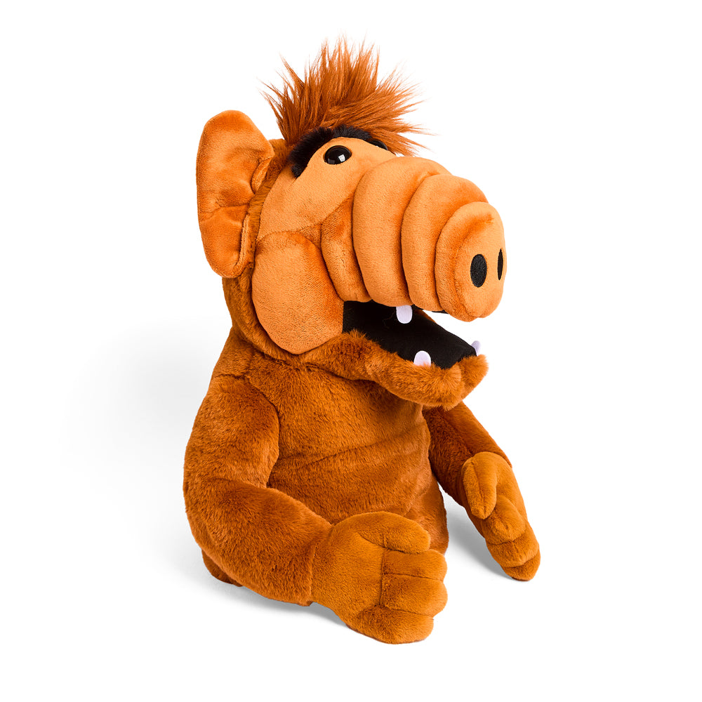 Soft ALF 13-inch plush hand puppet by Kidrobot featuring detailed character design and plush fabric for kids and collectors.