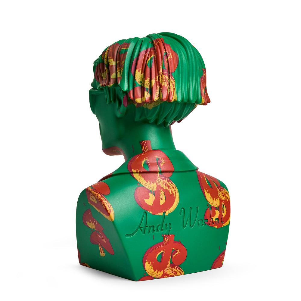 Andy Warhol 12-inch vinyl art sculpture of The Bust featuring dollar sign design, limited edition of 200, sold out.