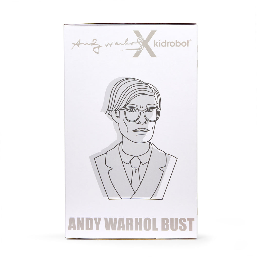 Andy Warhol 12-inch vinyl art sculpture of The Bust with dollar sign, limited edition of 200, showcasing bold pop art style.