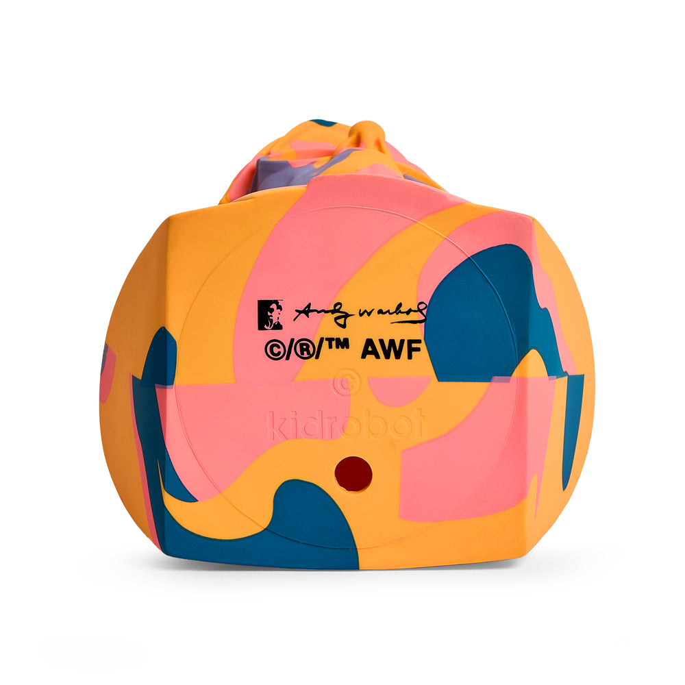 Andy Warhol 12" The Bust vinyl art sculpture in orange camouflage, limited edition of 200, showcasing a vibrant art figure.