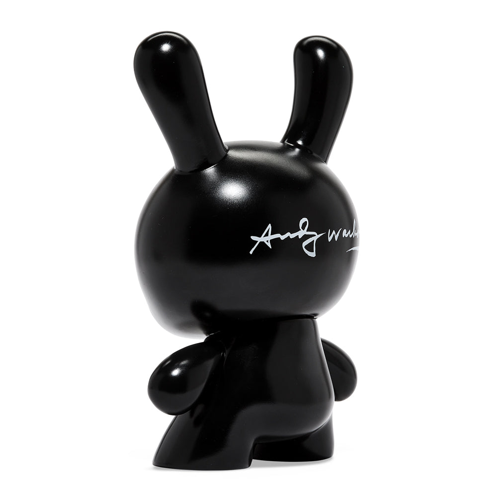 Andy Warhol Fright Wig Self-Portrait 8" Dunny, monochrome edition, collectible art toy featuring Warhol-inspired design.