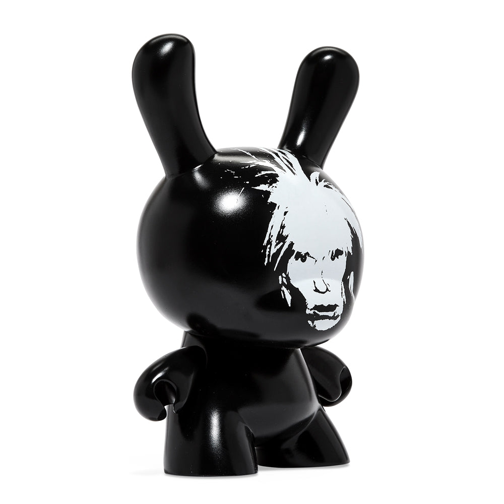 Andy Warhol Fright Wig Self-Portrait 8" Dunny in monochrome edition, collectible art toy with detailed design.