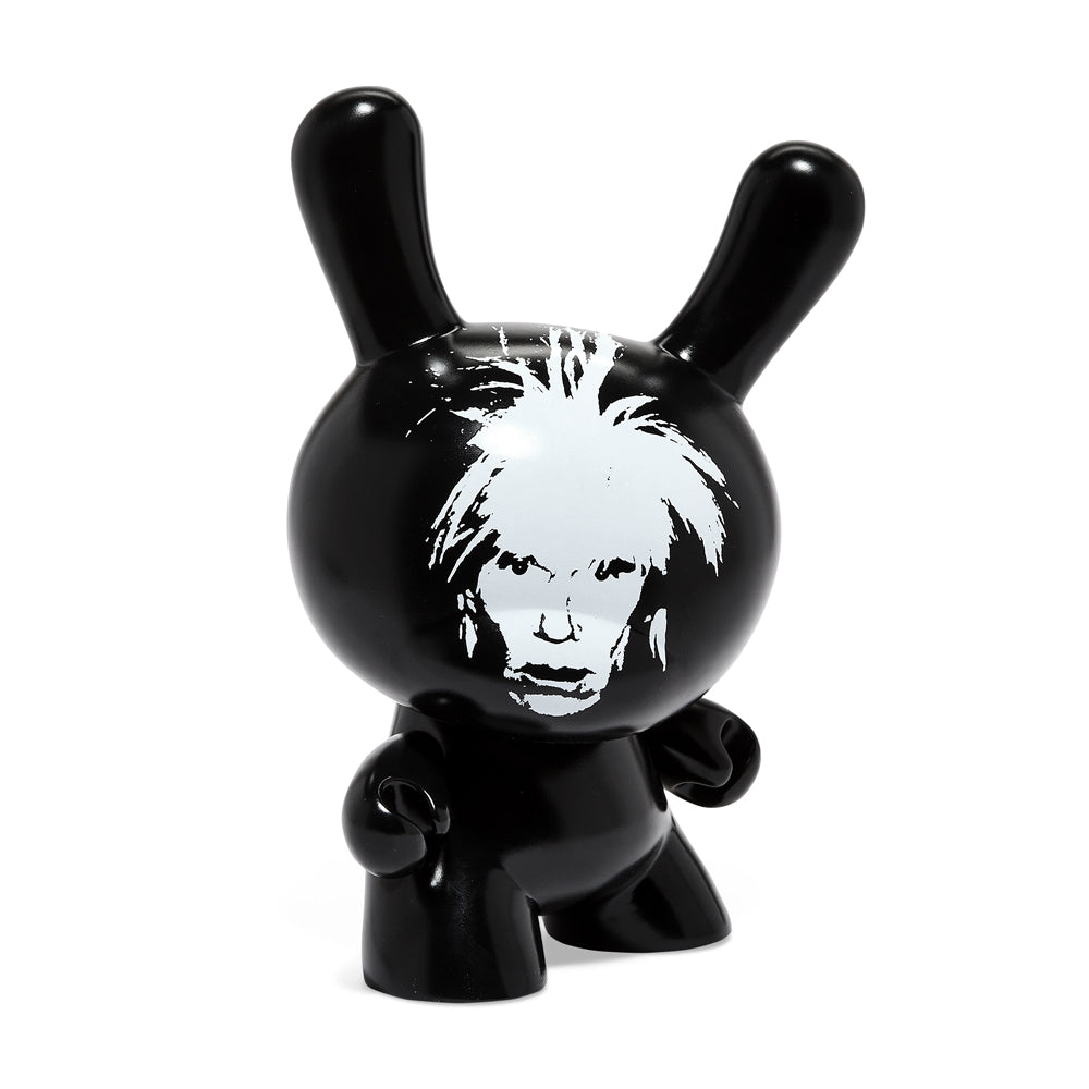Andy Warhol Fright Wig Self-Portrait 8" Dunny Monochrome Edition collectible figure with detailed monochrome design and unique artistic style.