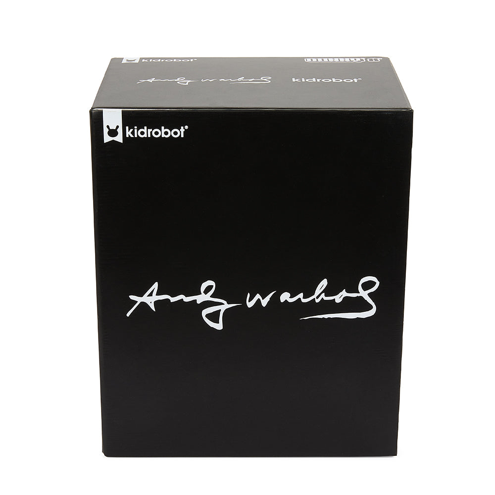 Andy Warhol Fright Wig Self-Portrait 8" Dunny collectible figure in monochrome edition, featuring Warhol-inspired art design.