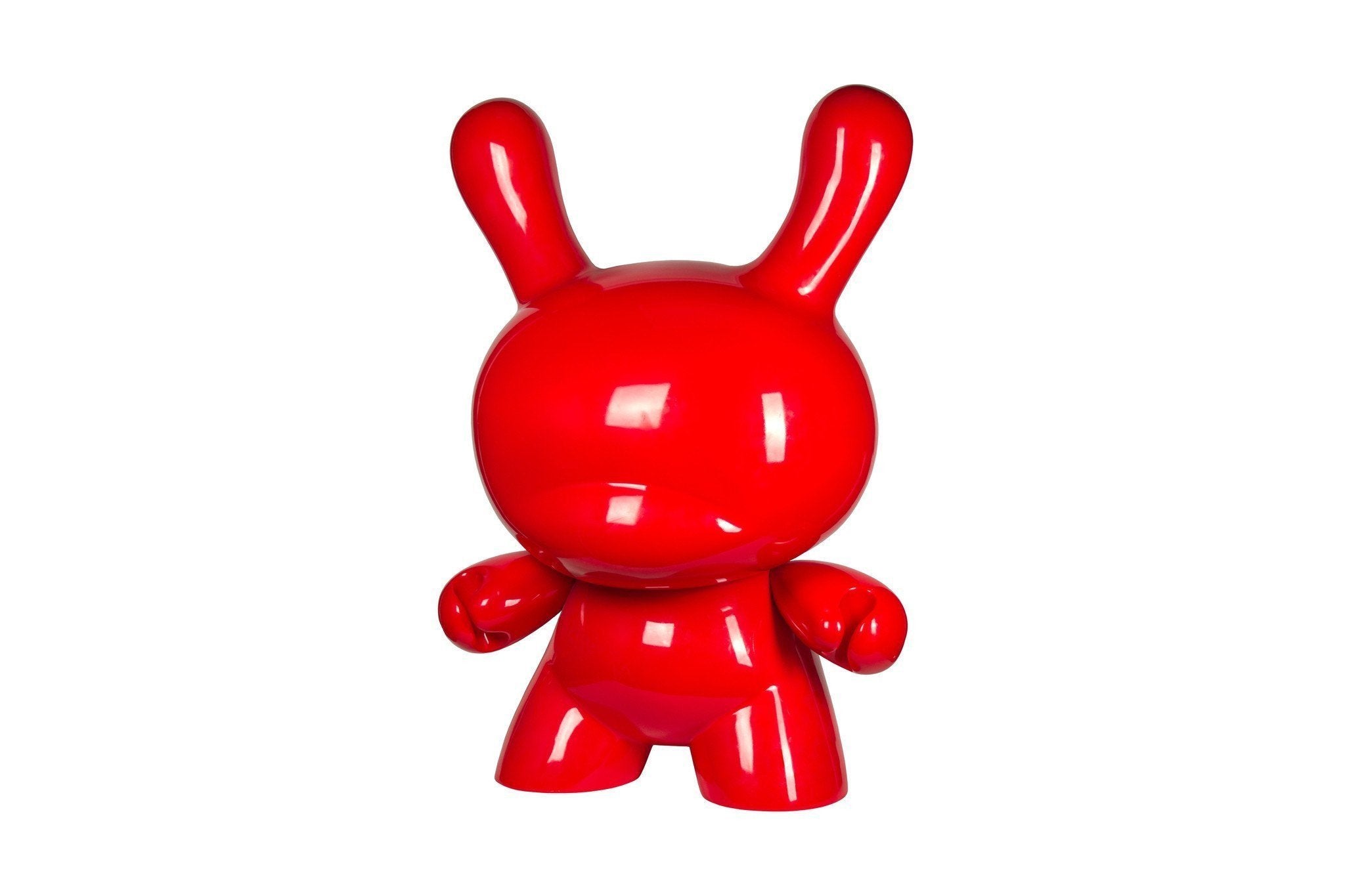 Black 4-foot Dunny art sculpture by Kidrobot, featuring bold, stylized cartoon character with sharp lines and a glossy finish.