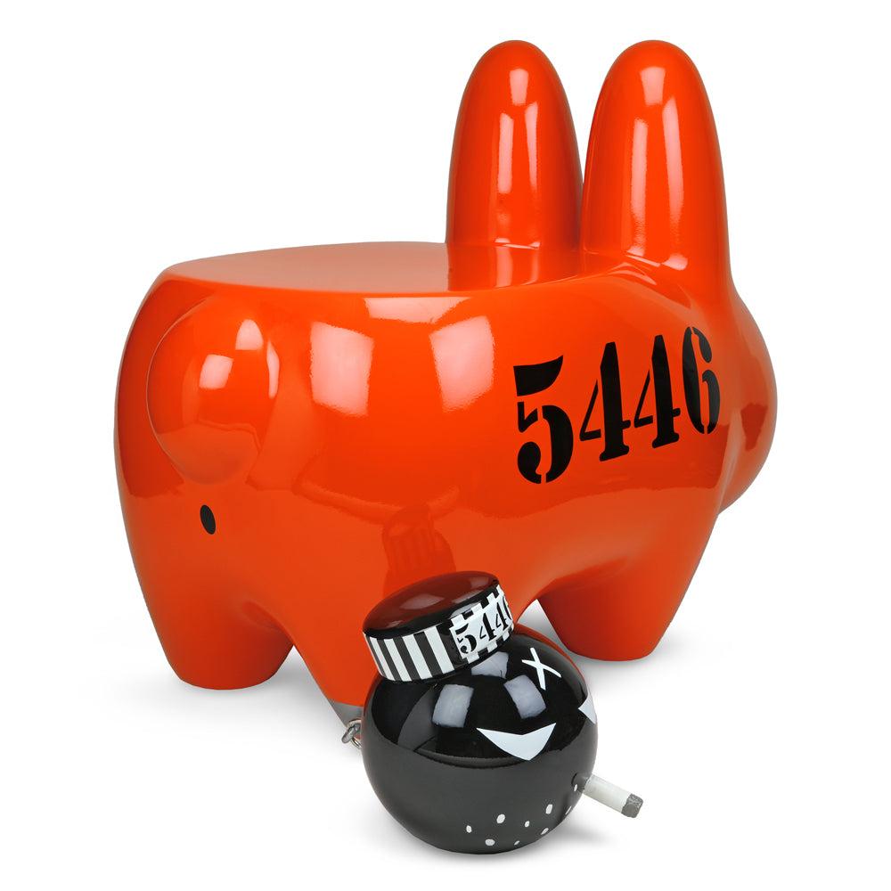 Kidrobot Art Giant Buddies 4 Lyfe Smorkin' Labbit fiberglass stool with playful Labbit design, high-quality collectible furniture piece