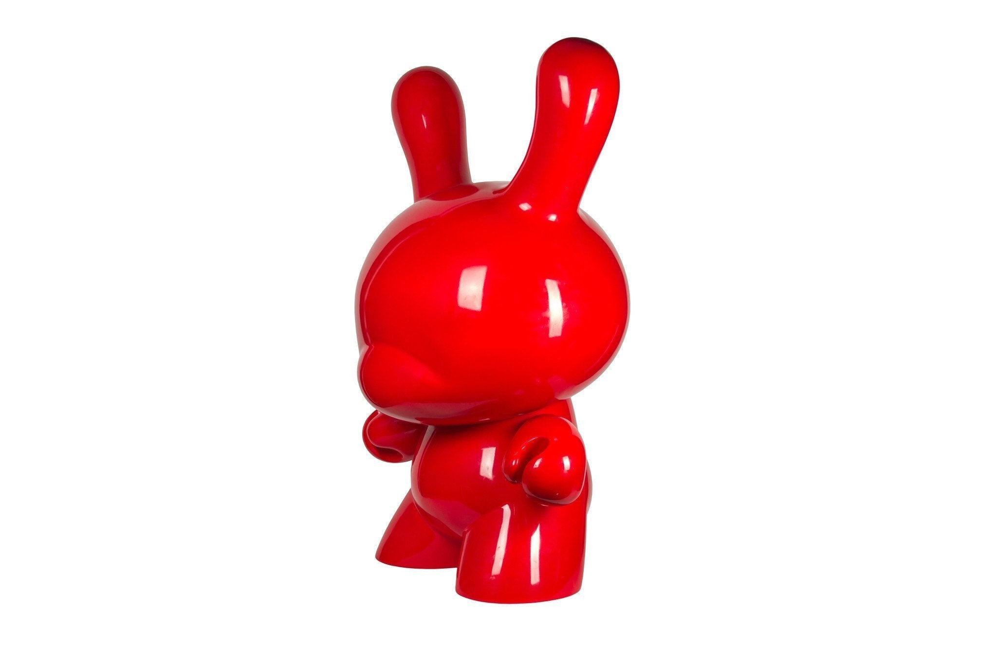 Red 4-foot Art Giant Dunny sculpture by Kidrobot featuring bold, stylized design and vibrant color, displayed as a large art piece.