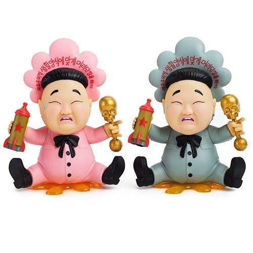 Gray vinyl Baby Huey 8-inch art figure by Frank Kozik, featuring detailed sculpting and vibrant cartoon-style design.