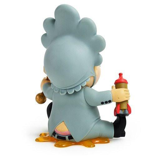 Baby Huey 8-inch art figure by Frank Kozik, gray vinyl and plastic, detailed collectible sculpture.