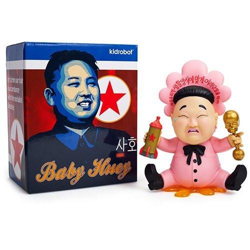 Gray vinyl Baby Huey 8-inch art figure by Frank Kozik featuring detailed sculpt and colorful design on a white background.