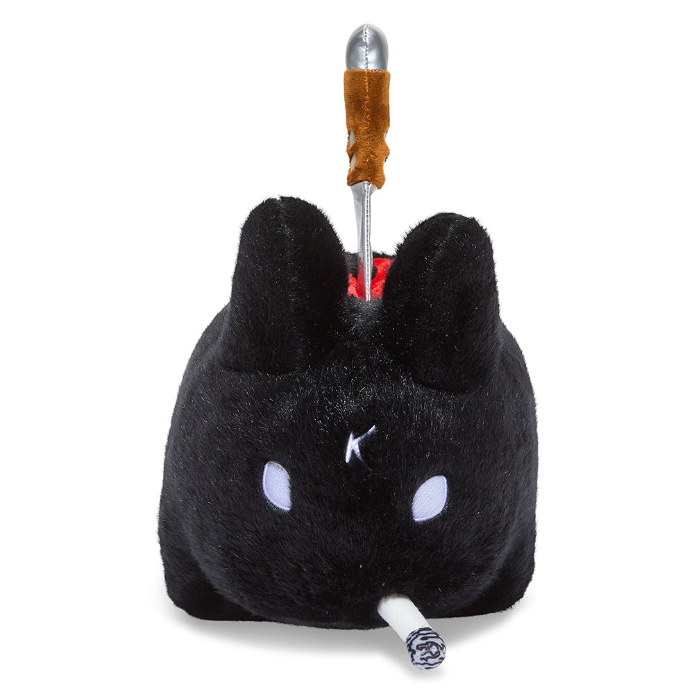 Black edition Backstab Smorkin Labbit 14-inch plush toy with detailed fabric texture and distinctive mischievous facial expression.