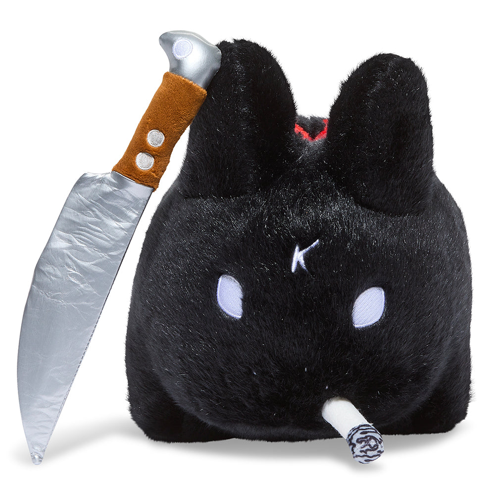Black edition Backstab Smorkin Labbit 14-inch plush toy with detailed features and soft fabric, from Labbit collectible plush series.