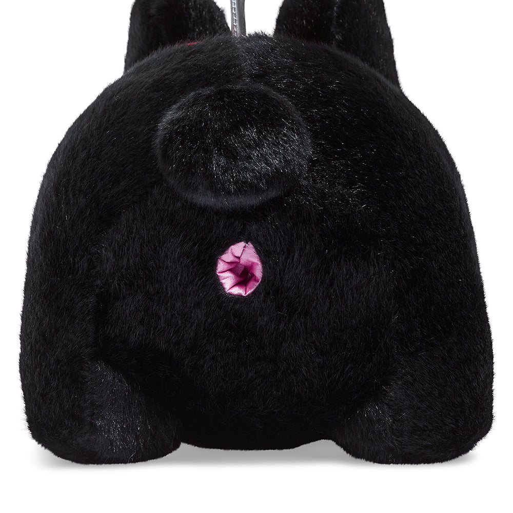 Black edition Backstab Smorkin Labbit 14-inch plush toy by Labbit, featuring a soft black fabric and detailed design.