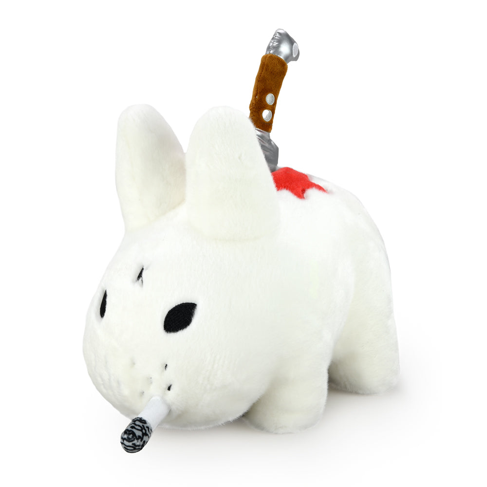White Backstab Smorkin Labbit 14-inch plush toy from Labbit's collectible plush series, featuring detailed design and soft fabric.