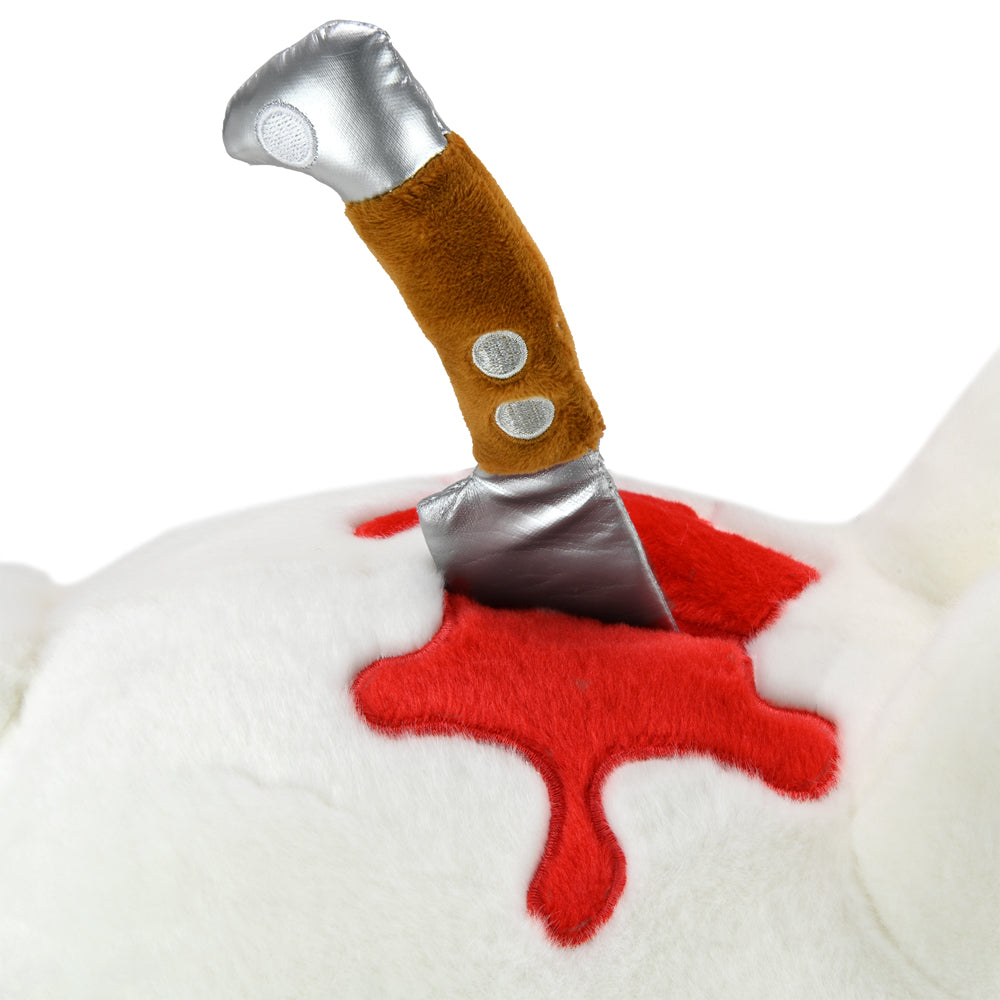 White Backstab Smorkin Labbit 14-inch plush toy from Labbit, featuring detailed stitching and soft fabric.