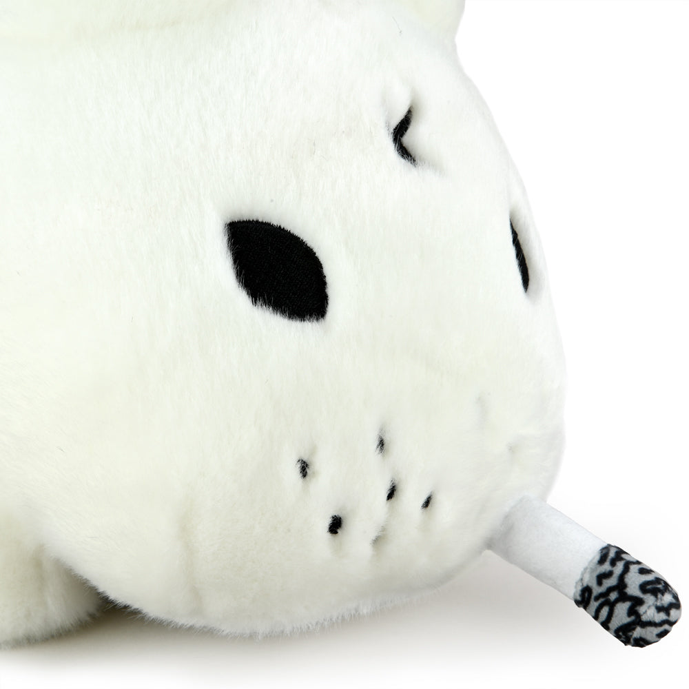 White edition Backstab Smorkin Labbit 14-inch plush toy by Labbit featuring a detailed, soft stuffed character with distinctive features.
