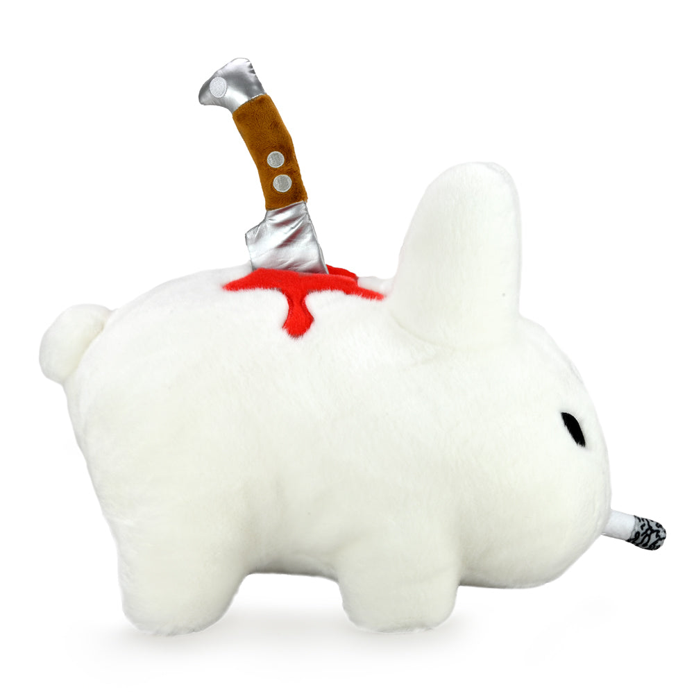 White Backstab Smorkin Labbit 14-inch plush toy from Labbit, featuring a soft, detailed plush design with expressive facial features.