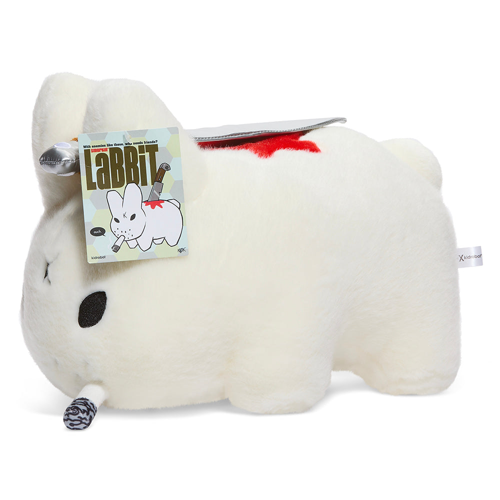 White Backstab Smorkin Labbit 14-inch plush toy from Labbit, featuring a soft, cuddly design and detailed facial expression.