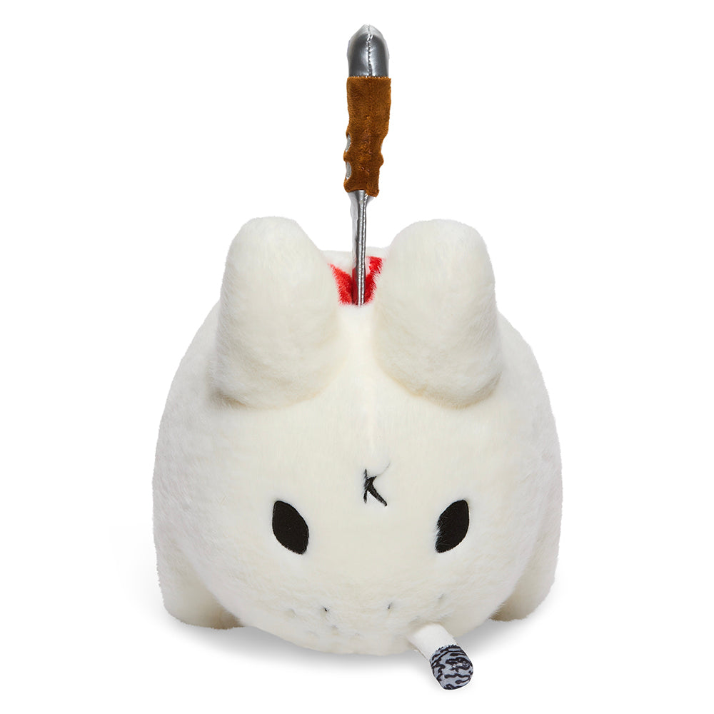 White Backstab Smorkin Labbit 14-inch plush toy by Labbit, featuring detailed stitching and soft fabric.