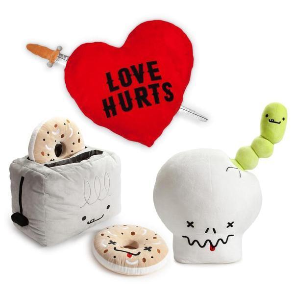 Kidrobot BFFs Giant Skull and Worm plush by Travis Cain, soft interactive plush toy with detailed skull and worm design.