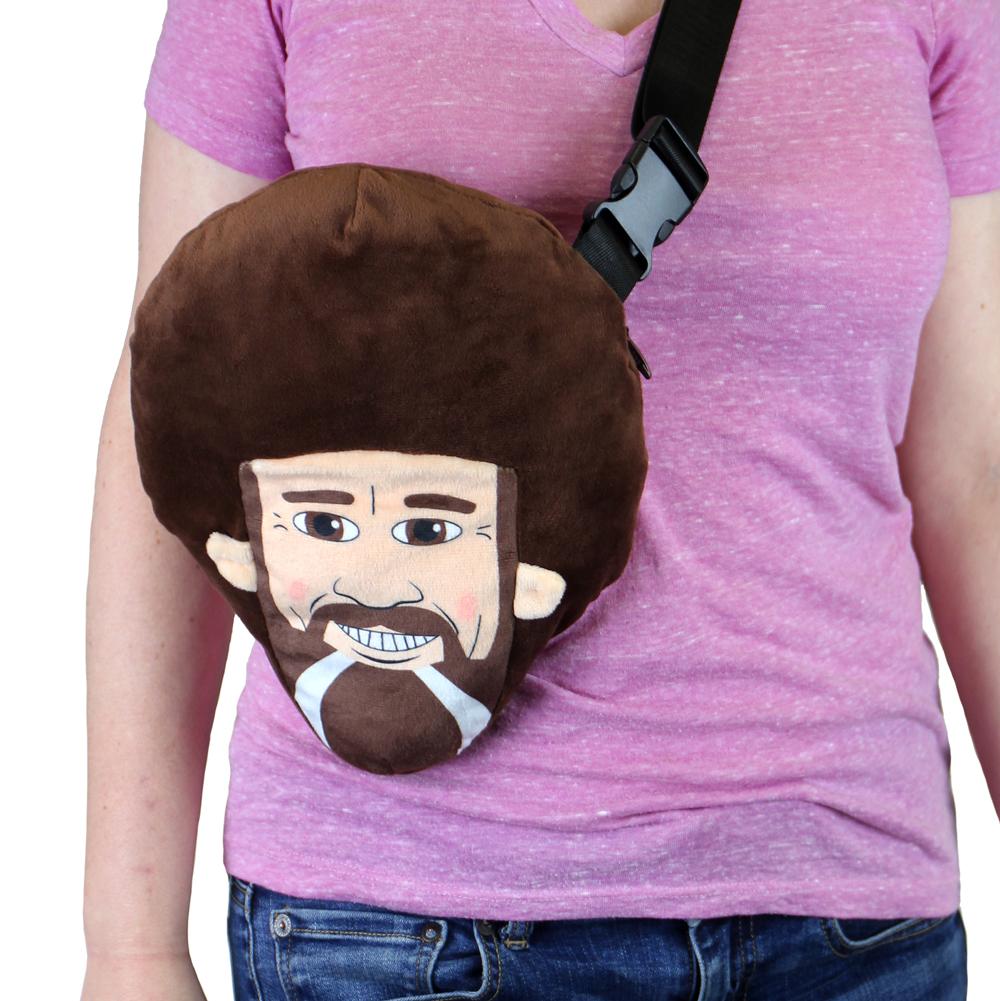 Soft Bob Ross Plush Phunny Pack featuring a cuddly plush toy of the iconic painter with signature hairstyle and cheerful expression.