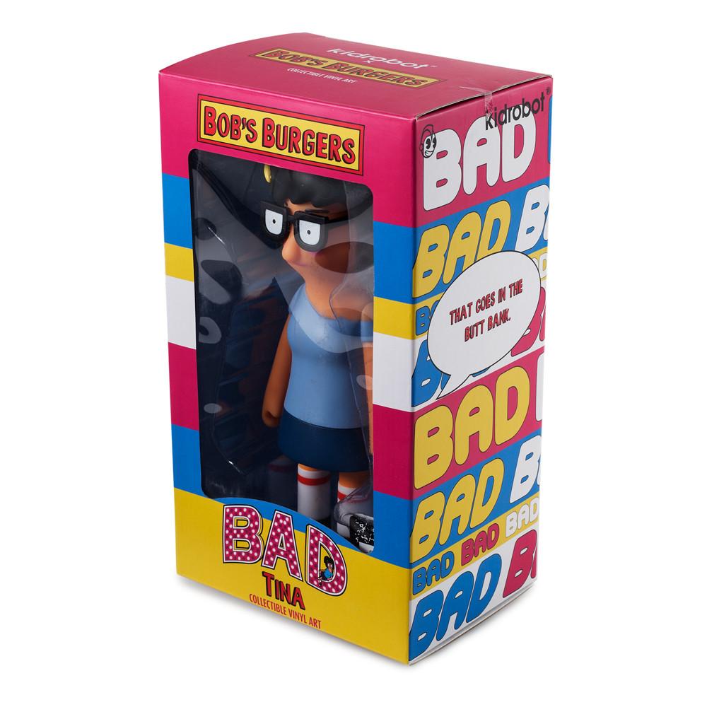 Vinyl figure of Tina Belcher from Bob's Burgers, 7-inch Bad Tina art collectible in a dynamic pose.